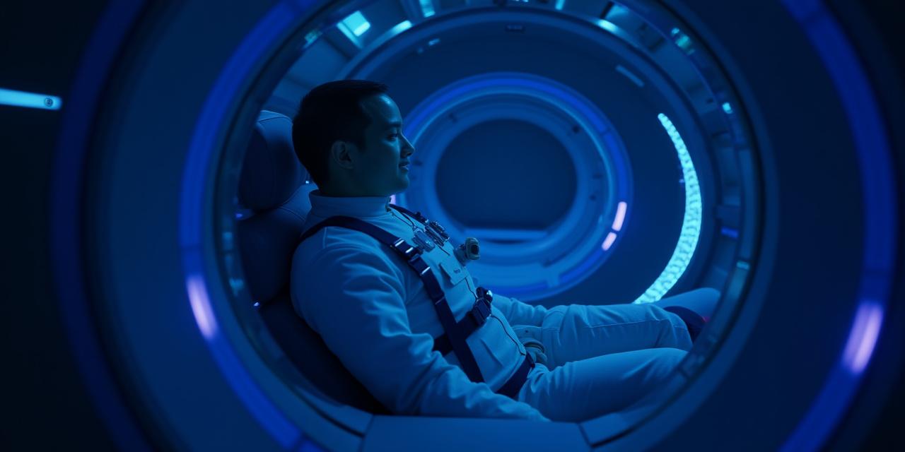 Astronaut trainee in a high-tech simulation facility