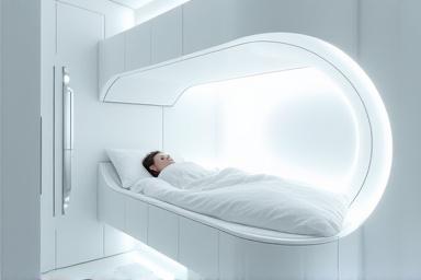 Sleek futuristic cryo-pod sleeping chamber